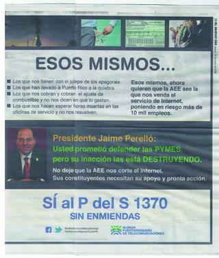 Anuncio Proyecto Senado 1370 Perello